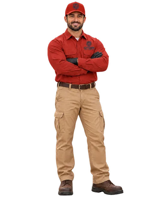 A Citizen Pest Control technician in uniform, ready for a service visit